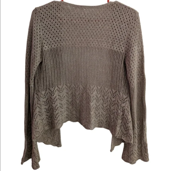 Women's Charlotte Russe Taupe Open Knit Cardigan Sweater - Picture 2 of 4